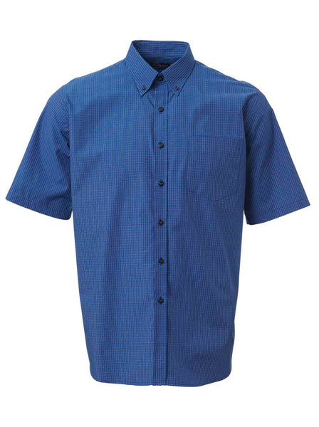 ROLANDO - P05 Mens Percale Check S/S Lounge Shirt